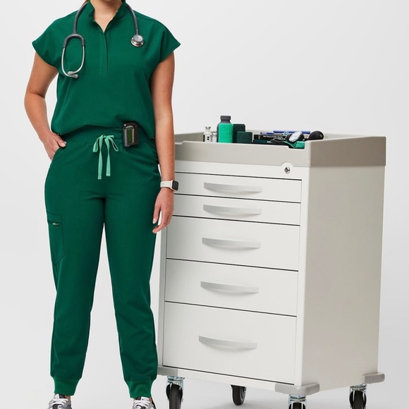 SOLD FIGS Limited Edition Hunter Green Rafaela Top - Picture 2 of 6